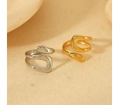 Anillo de acero de titanio irregular de oro de 18 quilates con apertura ajustable para damas, diseño de nicho de viento, anillo de acero inoxidable
