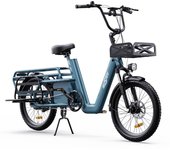Bicicleta de carga eléctrica ONESPORT OT01, neumáticos de 20 , motor de 650 W, batería de 48 V y 27 Ah azul