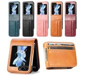 Funda de teléfono con ranuras para múltiples tarjetas y billetera para Samsung Galaxy Z Flip 6 5 4 3 5G Funda protectora de cuero con tapa para teléfono Z Flip6 Flip5 Flip4 Flip3 for Galaxy Z Flip 6 negro