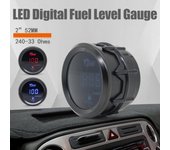 Pantalla Digital Universal de 2 pulgadas, 52MM, 52MM, indicador de nivel de combustible para coche, 240-33 ohmios, Led azul/Led rojo de 12V
