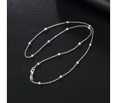 Collar de plata 925 con cuentas a juego, cadena para vestido, cadena para clavícula, cadena para suéter, 16 '', 18 '', 20 '', 22 '' y 24 '' pulgadas 60cm