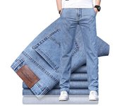 Pantalones vaqueros de estilo clásico para hombre, pantalones vaqueros elásticos de negocios para hombre, talla grande 40