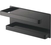 Yamazaki Jitsugyo 5394 - Toallero magnético para baño (2 niveles, color negro). Torre con gancho para almacenamiento de baño (An. 18 x Pr. 6,2 x Al. 8,5 cm)