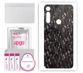 apgo Protective Skin Sticker for the back compatible with Motorola Moto G Fast, Wrap Film, Foil, Vinyl - Pattern Carbon Black Pixel
