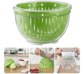 Cesta de drenaje Cubo de almacenamiento de frutas y verduras de doble capa Tazón cortador de ensalada Rebanador a presión multifuncional Tazón picador Picadores de verduras Spinner blanco