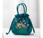 Yogodlns, bolsos con cordones bordados Retro, bolsas de almacenamiento, monedero para mujer, billeteras, tarjetero, bandolera tipo cubeta, bolsos de muñeca 19x6x19cm azul oscuro