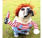 Ropa divertida para cachorros, disfraces de Halloween para perros y mascotas, atuendos cómicos con un juego de cuchillos para sostener, ropa para fiestas de festivales para perros y gatos M blanco