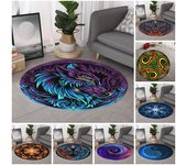 Alfombra con estampado de lobo y fuego para sala de estar, alfombra redonda con agujero de gusano Galaxy, alfombra redonda con mandala azul eléctrico, alfombra antideslizante para cocina y baño 40CM