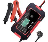 Cargador de batería de coche completamente automático 12V 6A EU rojo