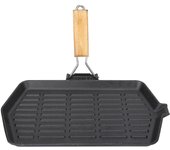 Sartén para parrilla de 21 x 35 pulgadas, portátil, plegable, de hierro fundido, antiadherente, con calentamiento uniforme, para carne L