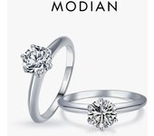Modian-Anillo de Plata de Ley 925 clásico con circonita AAAAA para mujer, joyería fina de boda con caja gratis 5 plata