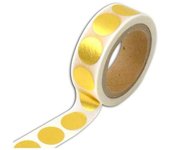 Cinta de carrocero - Sin especificar - 10 m - Blanca con círculos dorados - Adhesivo decorativo - Mixto