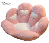 Cojín de asiento con forma de pata de gato para juegos, oficina, sillas de coche, almohada suave y esponjosa con tejido de felpa de conejo de imitación, almohadilla antideslizante para asiento de coche, cojín cómodo para cama de mascotas S negro