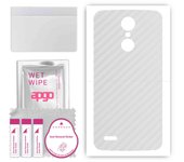 apgo Protective Skin Sticker for the back compatible with LG K8 (2017), Wrap Film, Foil, Vinyl - Pattern Transparent Carbon