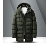 Ropa acolchada para hombre, nueva ropa de algodón con capucha de invierno, ropa de algodón ajustada, de talla media y larga, chaqueta gruesa, cálida y gorda de gran tamaño M negro