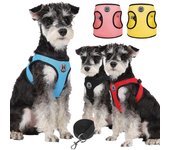 3 unids/set arnés para cachorros conjunto de Correa arnés tipo chaleco para perros pequeños gatos correa de plomo para caminar correa de pecho transpirable para mascotas XS  1.5-2.5kg