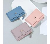 Cartera corta para mujer, Bolso pequeño de cuero PU Simple a la moda, bolso para tarjetas para mujer, bolso de mano para mujer, cartera con Clip para billetes negro