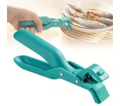 Pinzas de silicona multifunción antiescaldaduras para cuencos, resistentes al calor, con mangos para utensilios de cocina con revestimiento antideslizante, herramienta pequeña de cocina azul