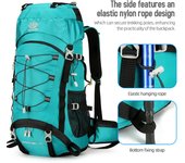 Mochila impermeable para acampar de gran capacidad de 60L, mochila de montañismo para senderismo y viajes verde oscuro