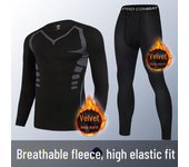 Traje de fitness térmico de secado rápido de invierno para hombre: Ropa interior de manga larga para correr y entrenar fleece pants; XL negro