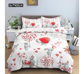 Juego de funda de edredón con diseño de animales bonitos, juego de cama con diseño de conejo de dibujos animados, funda de edredón suave de microfibra tamaño Queen y King, 2 o 3 piezas EU single(135x200cm)