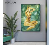 Pintura en lienzo de jarrón de saxofón modelo mujer regordeta abstracta, póster artístico de pared e impresión para sala de estar, pasillo, cuadro Decorativo 21cm×30cm NoFrame