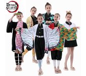 anime cazador de demonios: Kimono de Tsuyuri Kanawo Kamado Nezuko para cosplay para niñas y niños, disfraz de juego de rol, kit para niños 160cm
