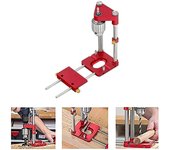 Localizador de taladro, guía de plantilla de perforación portátil, posicionador de perforación preciso, herramienta de carpintería de acero rojo