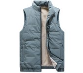Chaleco cálido con forro polar de invierno para hombre, cuello levantado, bolsillos con cremallera, chaqueta sin mangas, chaleco térmico delgado, abrigo grueso L