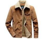 Chaquetas de pana para hombre, abrigo polar cálido, Parkas de terciopelo de cordero, chaqueta informal de algodón a la moda para hombre M caqui