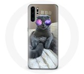 Coque pour Huawei P30 pro Chat avec Lunettes de vue violettes