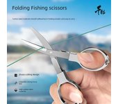 Tijeras de pesca plegables de acero inoxidable para cortar sedal y plomo - Tijeras portátiles en forma de 8