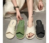 Zapatillas de verano de suela gruesa para mujer, sandalias antideslizantes, sandalias de playa con Clip, zapatos para parejas de hombres 36-37 blanco