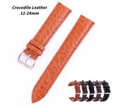 Correa de reloj de piel auténtica de 12 a 24 mm: correa de reloj de piel de cocodrilo con patrón redondo, reemplazos para hombres y mujeres, universales para todas las marcas 12mm