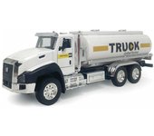 Camiones de basura de juguete de gran tamaño, petroleros y vehículos de transporte de juguete con tracción trasera, de fundición a presión, de metal a escala 1/50. 1/50-Size:19.5*6.5*4.8cm blanco