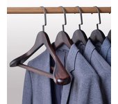 4 perchas de madera para ropa, percheros anchos de lujo para armario de dormitorio, organizador de guardarropas con barra antideslizante para pantalones 4PCS