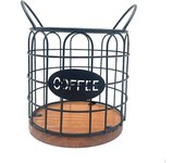 Cesta de alambre de metal con asas para cápsulas de café, organizador de mostrador S
