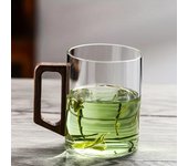 Taza de té de vidrio de borosilicato de alta calidad con mango de madera de nogal, vaso de whisky resistente a altas temperaturas, taza para preparar té de gran capacidad 400ML-450ML