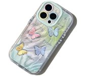 Mariposa de manchas coloridas adecuada para iPhone 15 Promax Funda para teléfono Apple 16 Crema Pluma Hilo Todo Envuelto 11 Ultrafino iPhone 16 Pro Max