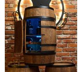 Casier à vin - Creative Cooper - Tonneau en bois avec portes, LED et télécommande, casier à alcool, wenge