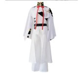 Serafín del fin Ferid Bathory Disfraces de cosplay Capa de vampiro Trajes de uniforme blanco Peluca gris plateada unisex Tocados S negro