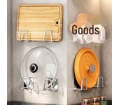 Rejilla para fregadero de cocina de acero inoxidable montada en la pared para almacenamiento y drenaje de platos con organizador de cubierta de olla de alambre. blanco