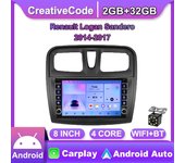 Android para Renault Logan Sandero 2014-2017 con botón perilla coche CarPlay Radio Video reproductor Multimedia GPS 2 + 32GB 2+32GB
