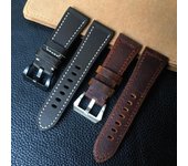 Correa de reloj de cuero genuino Vintage, hecha a mano, italiana, marrón, verde oliva, 26x22mm, repuesto para correa de esfera panerai de 45mm y 47mm 26mm
