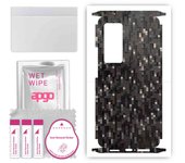 apgo Protective Skin Sticker for the back+sides compatible with Vivo X60 Pro 5G, Full Wrap Film, Foil, Vinyl - Pattern Carbon Black Pixel