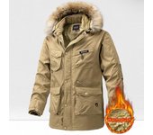 Cárdigan grueso de invierno para hombre, chaqueta de calle, ropa, Parka, chaqueta acolchada con capucha desmontable L