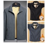 Sudadera polar para hombre, cálida y gruesa, ropa de otoño e invierno para hombre, color liso M gris