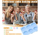 Molde de silicona para tartas, redondo, cilíndrico, con 6 orificios, hecho a mano, para hacer jabones, resistente a altas temperaturas One Size