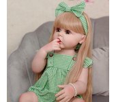 21 pulgadas cuerpo de silicona suave completo muñeca Reborn niña pelo largo bebés encantadores muñeca pintada juguetes accesorios