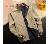 Chaqueta para hombre con puños elásticos, cuello alto, manga larga, patchwork, reversible, con bolsillos, informal M verde
